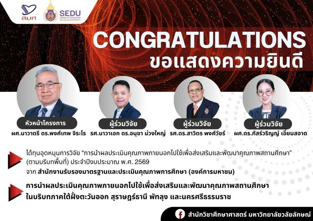 การนำผลประเมินคุณภาพภายนอกไปใช้เพื่อส่งเสริมและพัฒนาคุณภาพสถานศึกษา ในบริบทภาคใต้ฝั่งตะวันออก สุราษฎร์ธานี พัทลุง และนครศรีธรรมราช